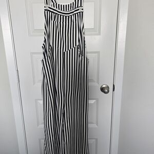 HALARA Pockets Stripe Waffle Overalls